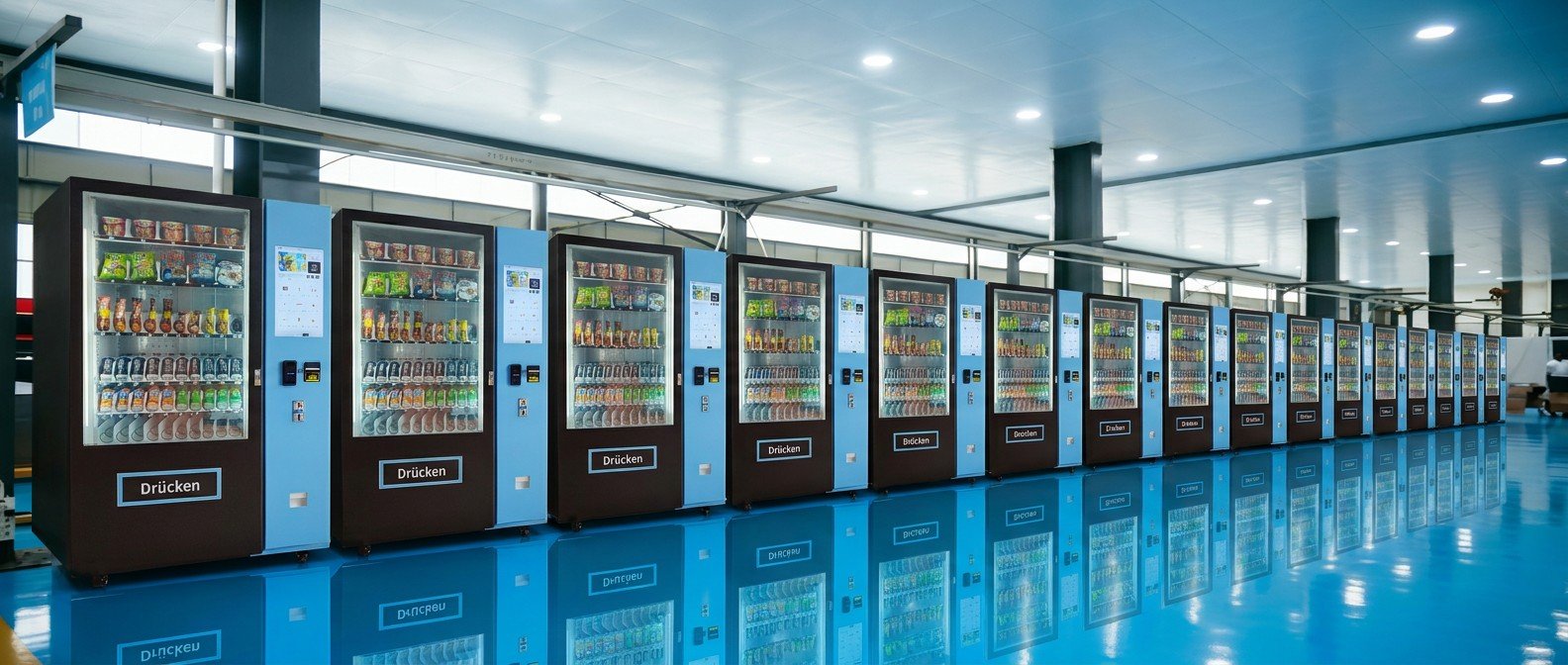 Commercial Blue Combo Vending Machine in Showroom