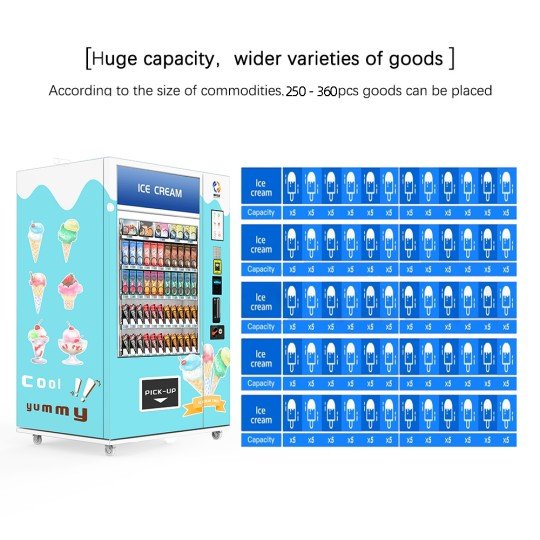 Custom-branded luxury ice cream vending machine AZ-FRZ02 integrated into modern shopping concourse