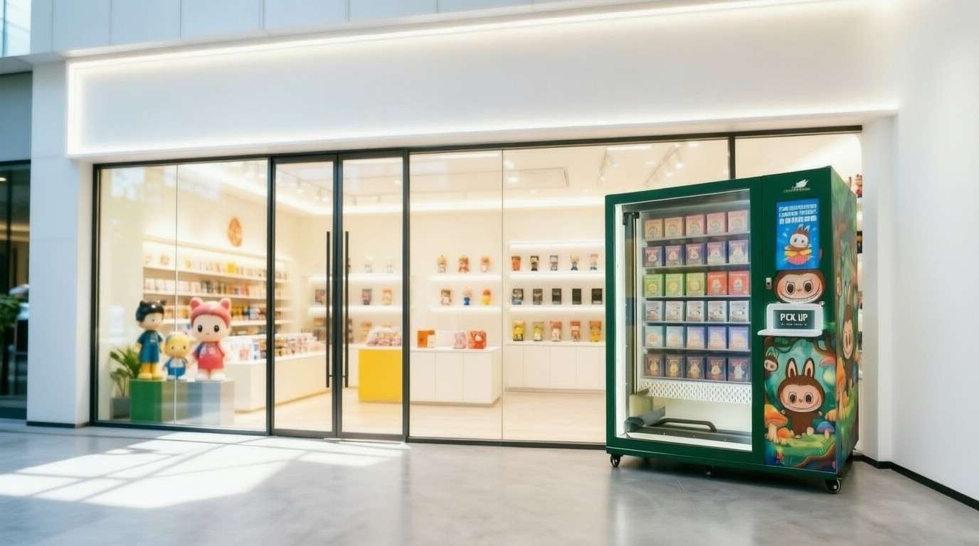 High-traffic modern retail shopping plaza illuminated corridor suitable for blind box kiosk