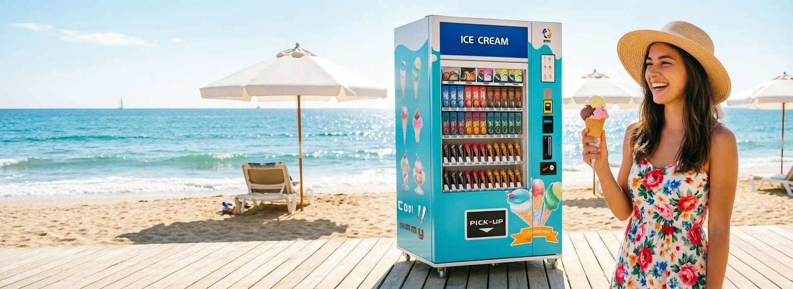 SHMIRACLE Commercial Ice Cream Vending Machine Kiosk Lineup