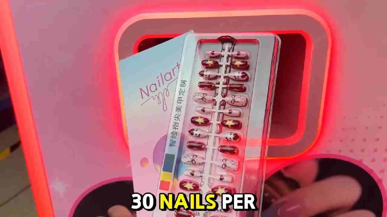nail art vending machine finished result custom nail design printed output high resolution
