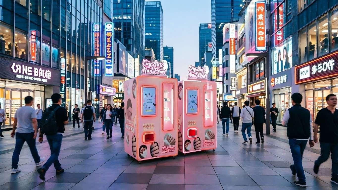 nail art vending machine installed in shopping mall beauty salon university campus resort