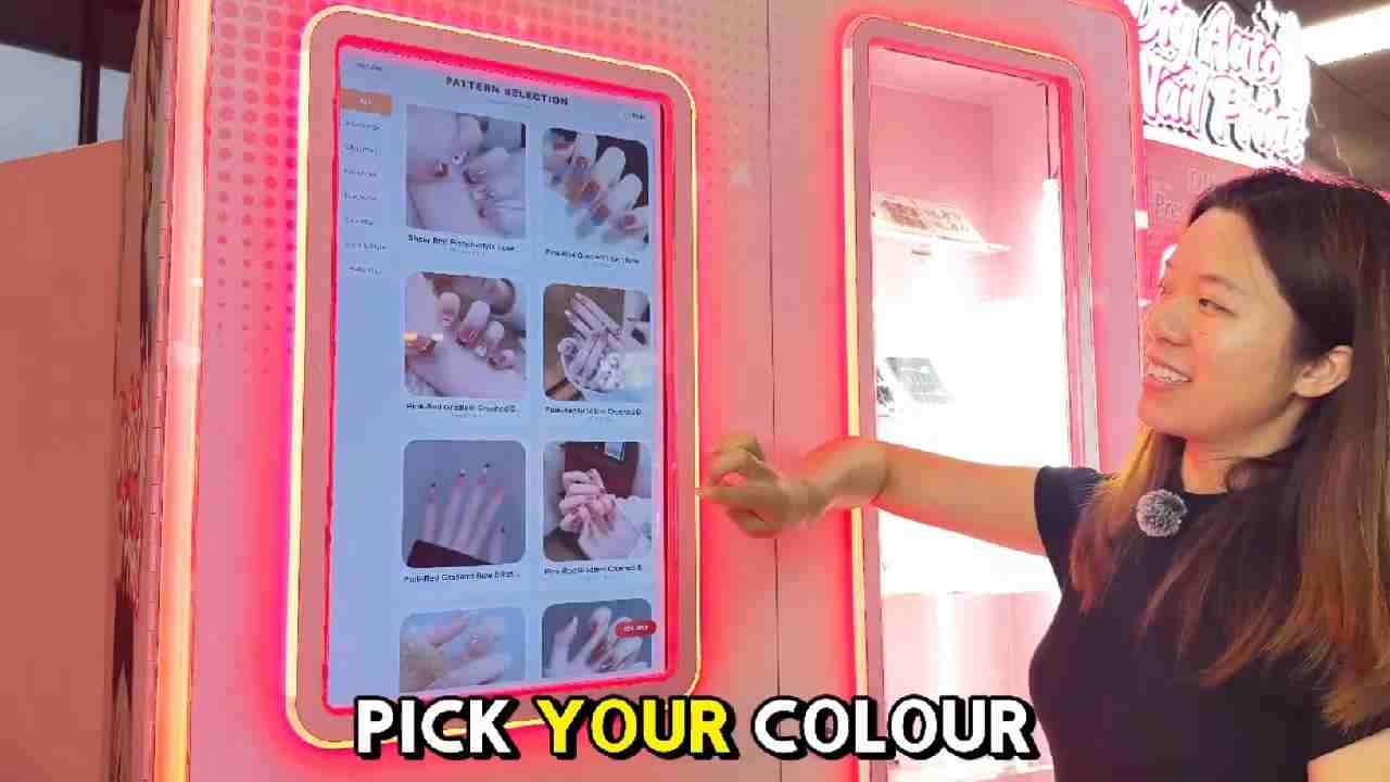 nail art vending machine 32 inch touchscreen design selection interface nail pattern library