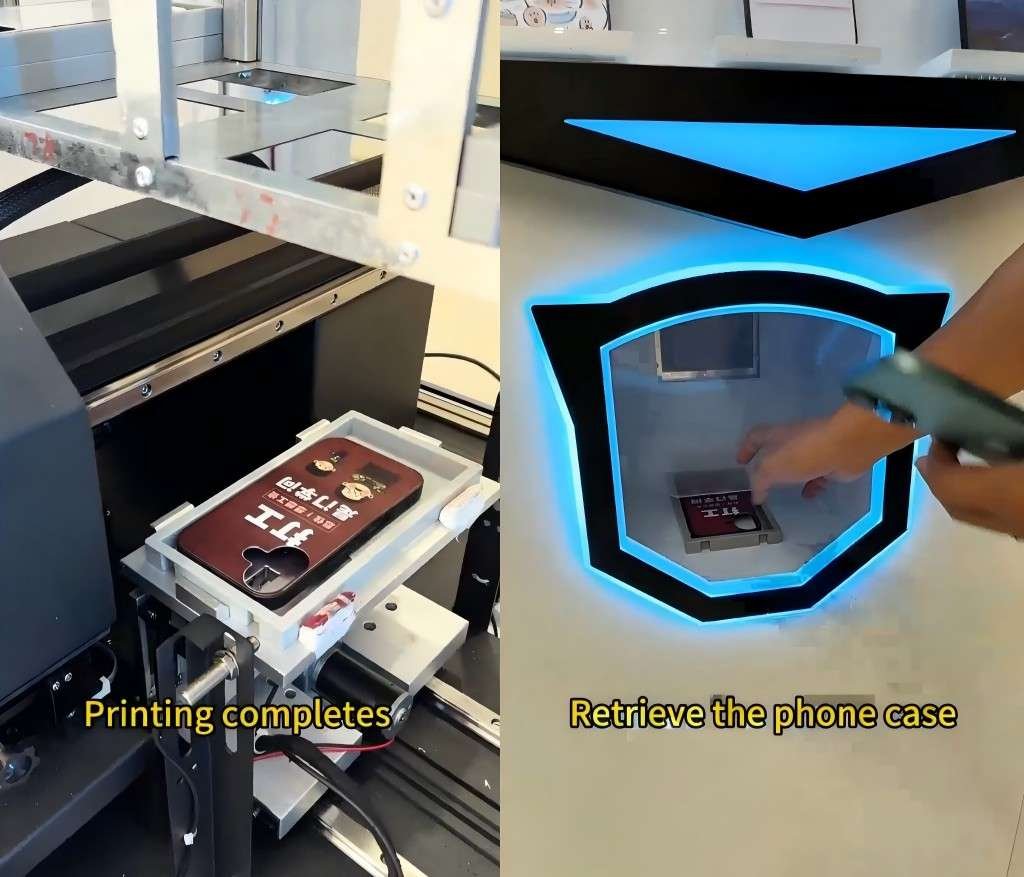 phone case vending machine robotic arm delivery precision pickup zero drop case delivery