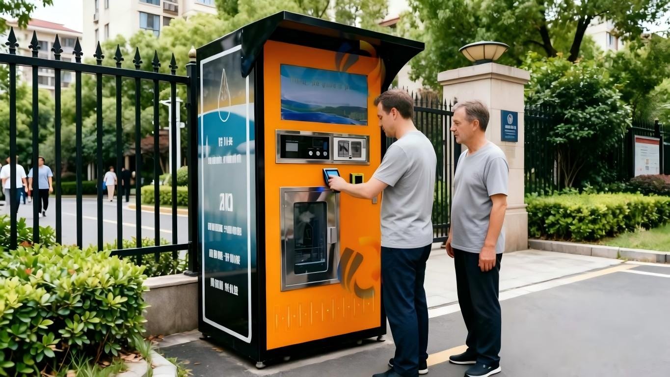 AZ-W01 purified water vending machine installed in residential community