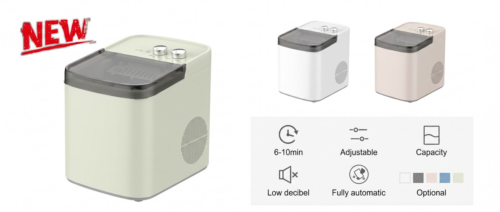 AZ-ICM14 dual-knob bullet ice maker — countertop portable round ice maker