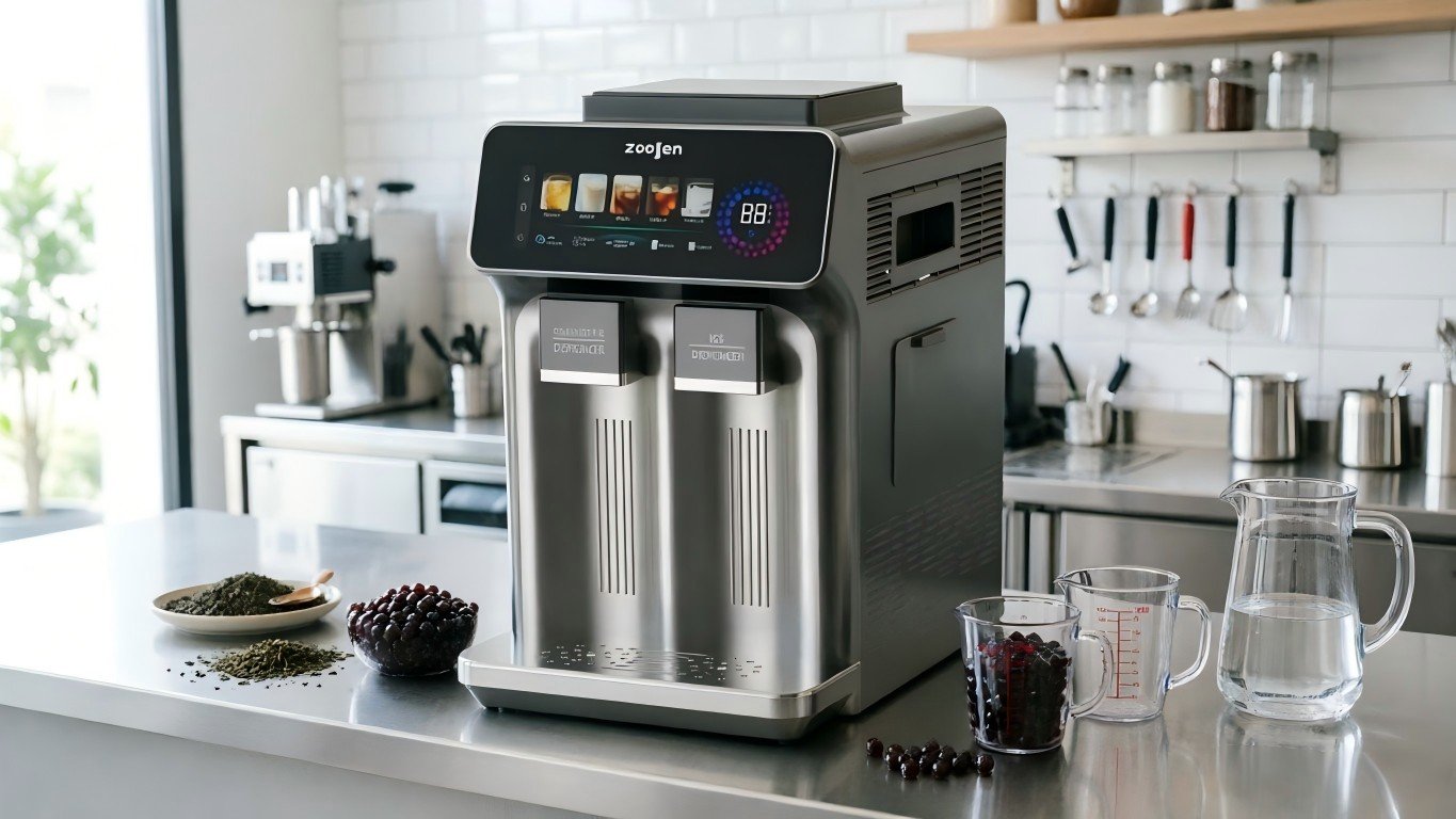 AZ-ICM20 commercial 3-in-1 ice maker — tempered glass large screen knob model