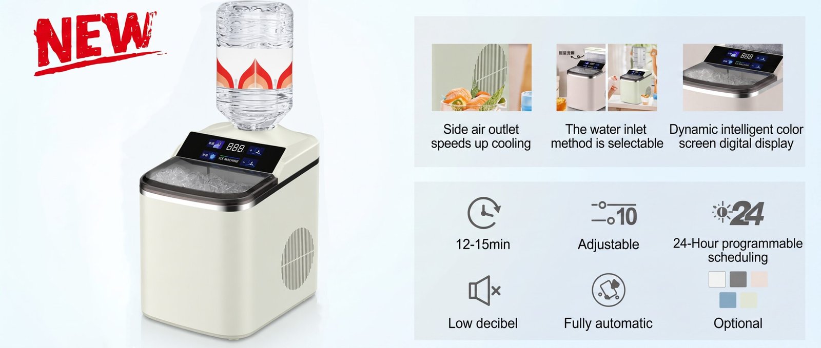AZ-ICM17 square ice maker small barrel water tank