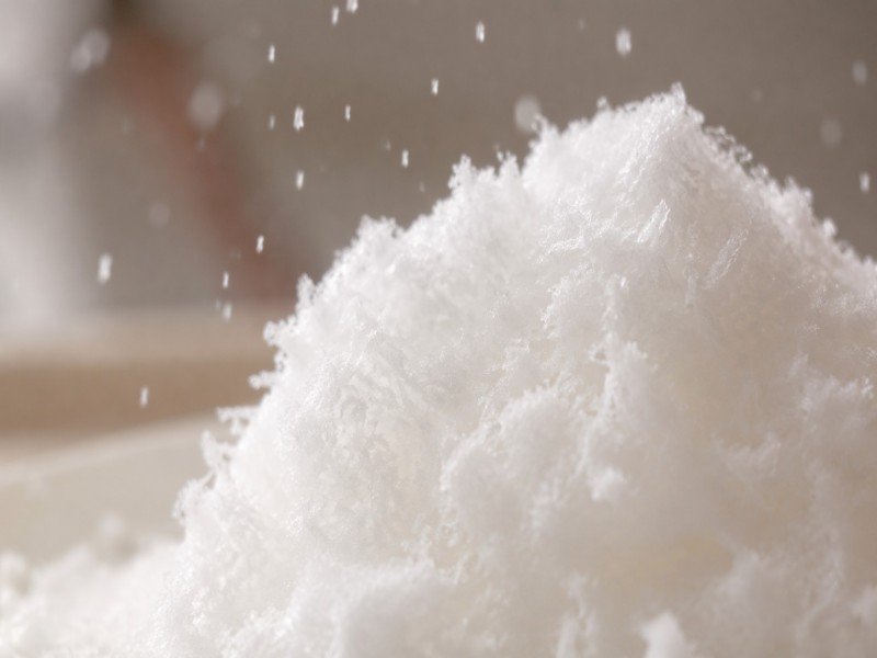 Shaved snow ice — ultra-fine soft ribbon texture for desserts