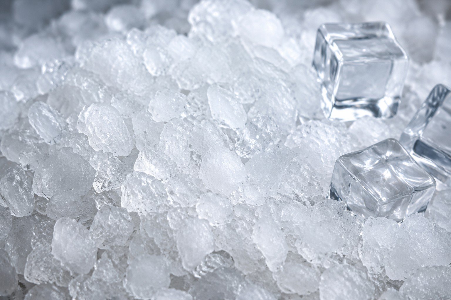 Nugget pellet ice closeup — soft chewable porous ice pellets commercial nugget ice machine output