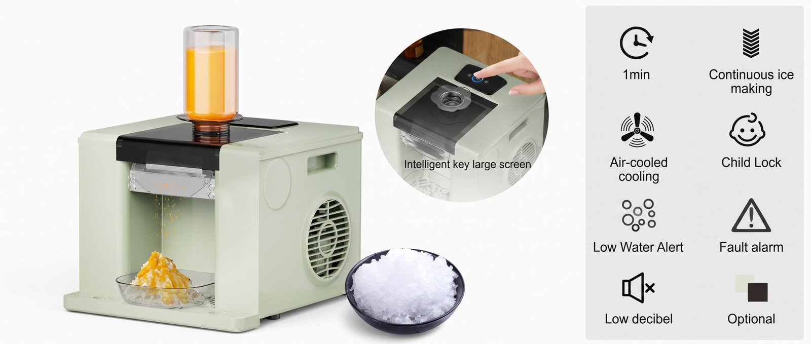 AZ-SFI01 AZ-SFI02 variable-speed shaved ice machine — black and matcha green