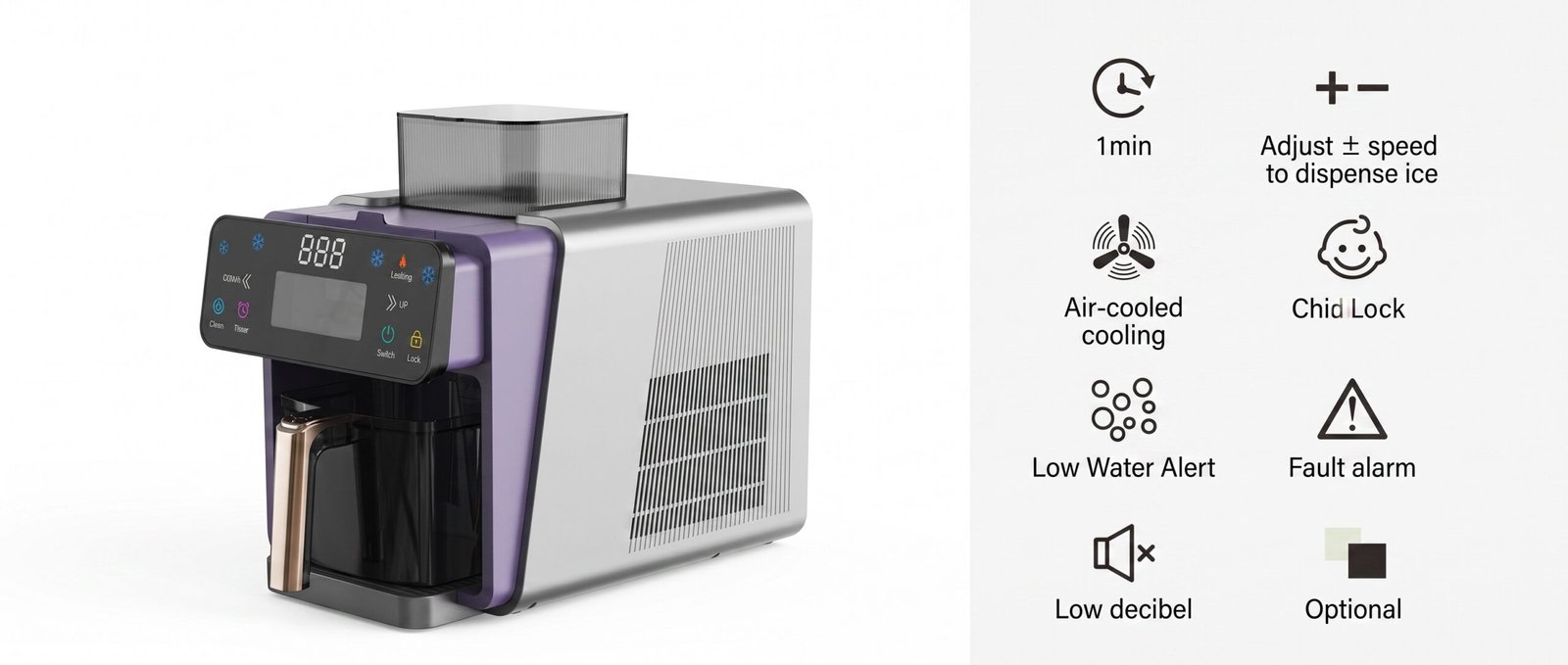 AZ-SFI03 compact shaved ice machine — home and small commercial dual voltage 110V 220V