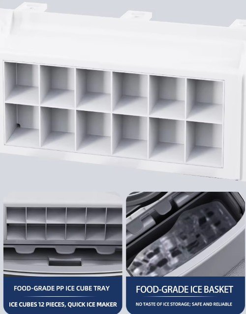 Square cube ice — 12 clear transparent ice cubes 2×6 from countertop ice maker